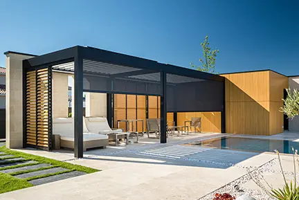 Cubierta de dosel. Agregue paneles deslizantes o estores a su pérgola Cubierta de dosel. Agregue paneles deslizantes o estores a su pérgola