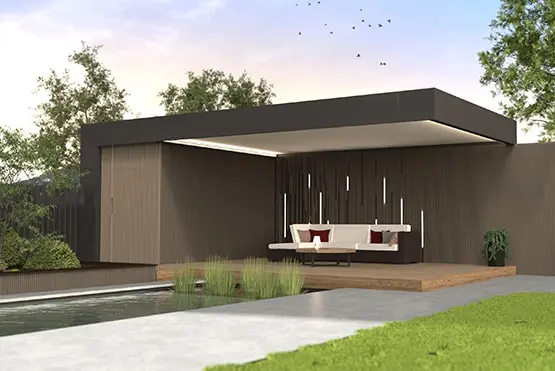 Gracias a su diseño depurado y a su integración impecable, esta solución aporta una continuidad estética entre la pérgola y la vivienda. Gracias a su diseño depurado y a su integración impecable, esta solución aporta una continuidad estética entre la pérgola y la vivienda.