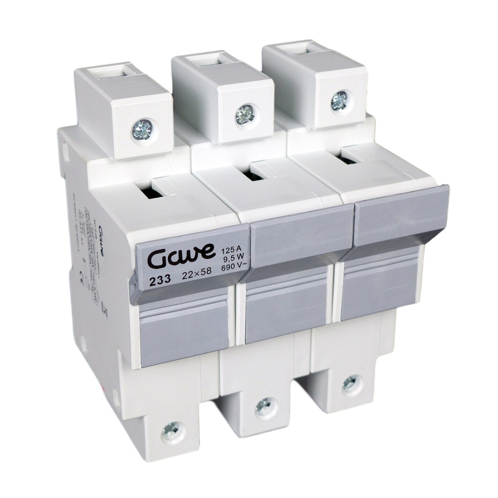 PORTAFUSIBLE  22X58 3P 100A.RAIL DIN