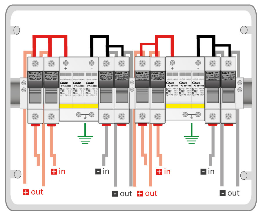 CAJA MODULAR CONEXIÓN 2STR. FUS 12A - SIN SECCIONADOR + PROTECTOR SOBRETENSION II