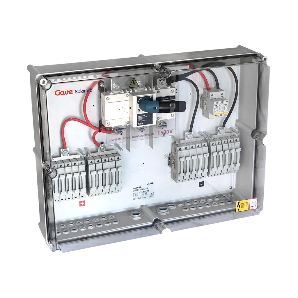 CAJA CONEXIÓN PV 1500V 10 STRINGS - FUS 15A - SECCIONADOR 160A + PROTECTOR SOBRETENSIONES